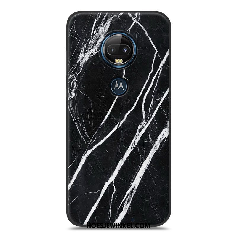 Moto G7 Plus Hoesje Houtnerf Bescherming Hoes, Moto G7 Plus Hoesje Scheppend Eenvoudige Braun