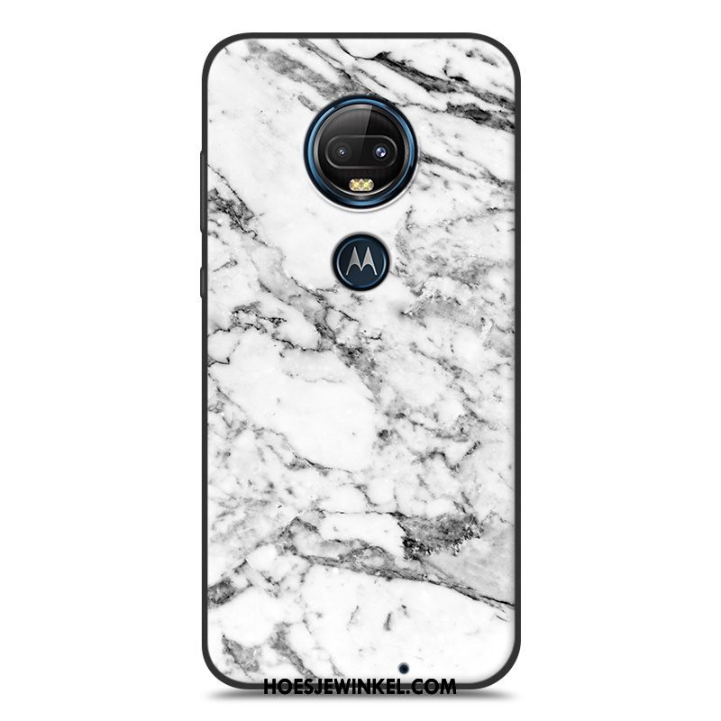 Moto G7 Plus Hoesje Houtnerf Bescherming Hoes, Moto G7 Plus Hoesje Scheppend Eenvoudige Braun