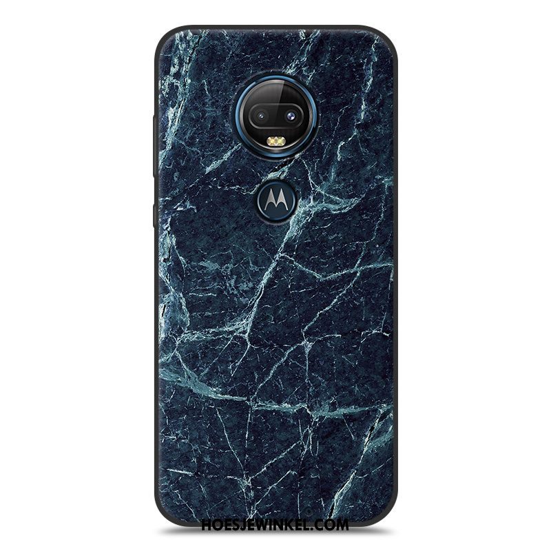 Moto G7 Plus Hoesje Houtnerf Bescherming Hoes, Moto G7 Plus Hoesje Scheppend Eenvoudige Braun