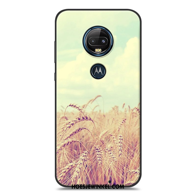 Moto G7 Plus Hoesje Zacht Spotprent Hoes, Moto G7 Plus Hoesje Scheppend Geel