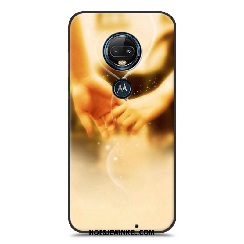 Moto G7 Plus Hoesje Zacht Spotprent Hoes, Moto G7 Plus Hoesje Scheppend Geel