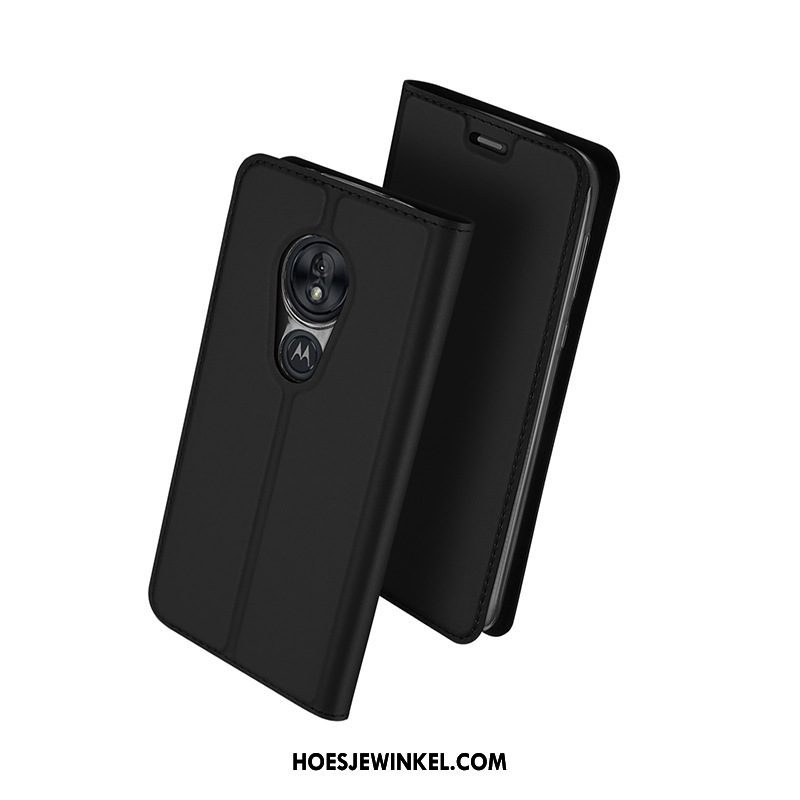 Moto G7 Power Hoesje Anti-fall Folio Mobiele Telefoon, Moto G7 Power Hoesje Zwart Bescherming