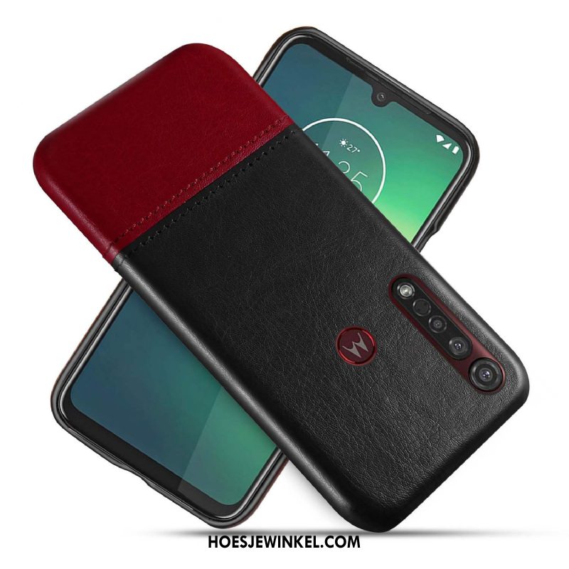 Moto G8 Plus Hoesje Bedrijf Hoes Scheppend, Moto G8 Plus Hoesje Leren Etui Twee Kleuren