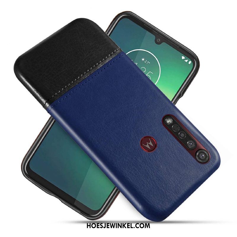 Moto G8 Plus Hoesje Bedrijf Hoes Scheppend, Moto G8 Plus Hoesje Leren Etui Twee Kleuren