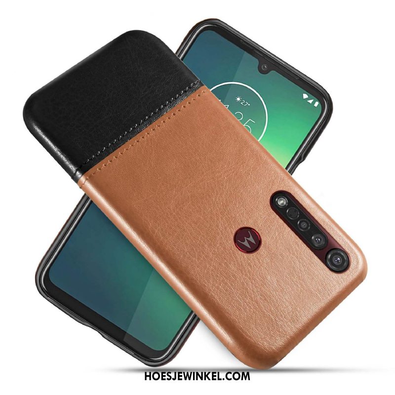 Moto G8 Plus Hoesje Bedrijf Hoes Scheppend, Moto G8 Plus Hoesje Leren Etui Twee Kleuren