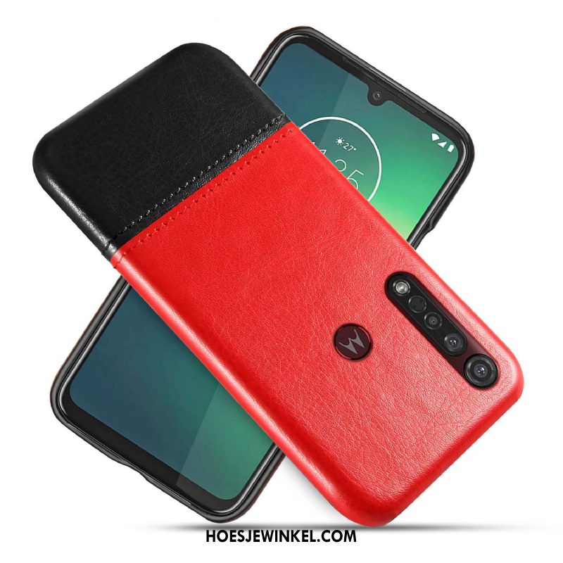 Moto G8 Plus Hoesje Bedrijf Hoes Scheppend, Moto G8 Plus Hoesje Leren Etui Twee Kleuren