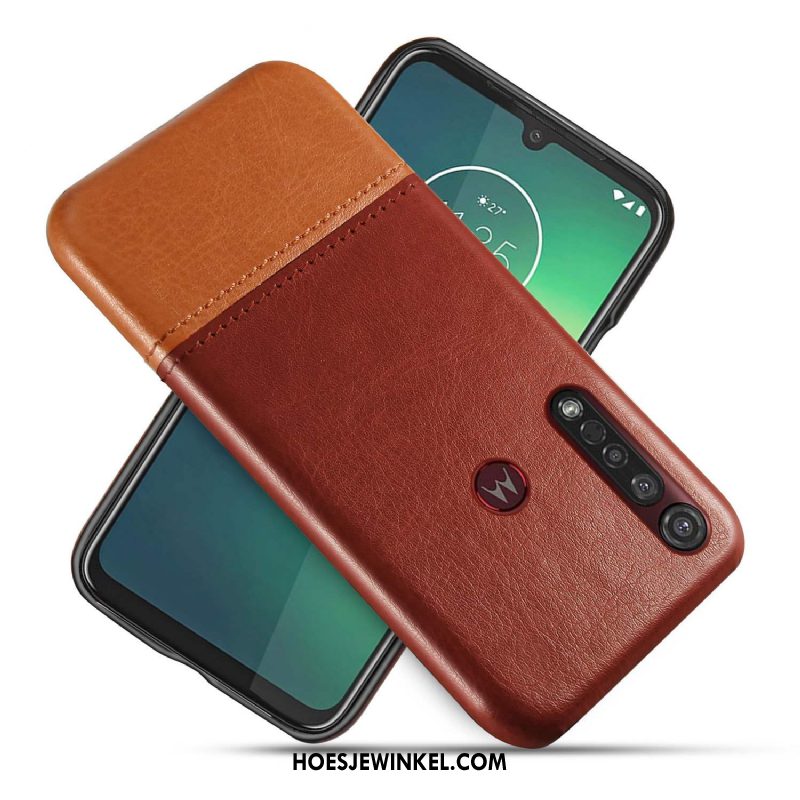 Moto G8 Plus Hoesje Bedrijf Hoes Scheppend, Moto G8 Plus Hoesje Leren Etui Twee Kleuren