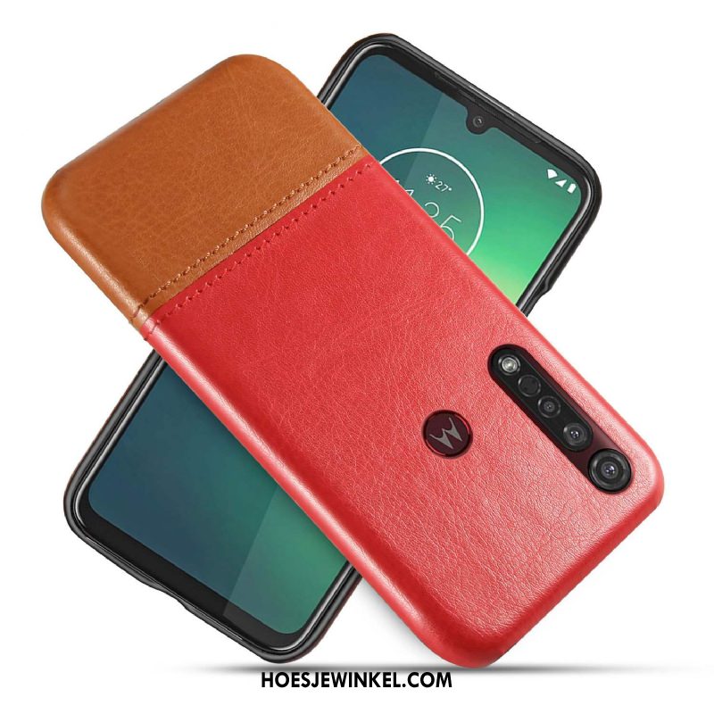 Moto G8 Plus Hoesje Bedrijf Hoes Scheppend, Moto G8 Plus Hoesje Leren Etui Twee Kleuren