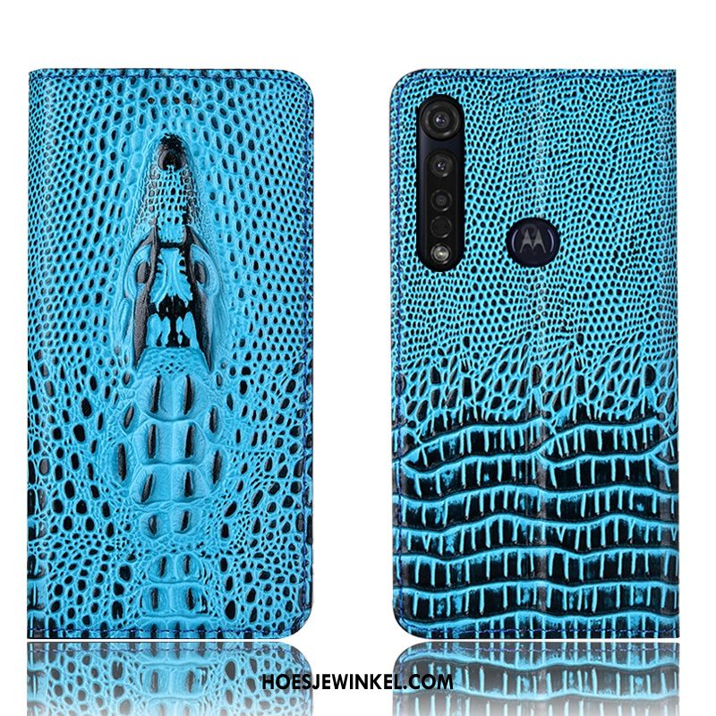 Moto G8 Plus Hoesje Blauw Anti-fall Folio, Moto G8 Plus Hoesje Mobiele Telefoon Hoes