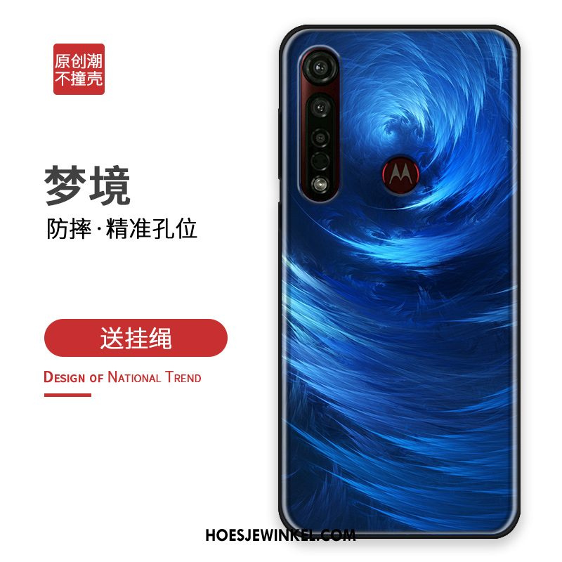 Moto G8 Plus Hoesje Blauw Trendy Merk Persoonlijk, Moto G8 Plus Hoesje Pas All Inclusive