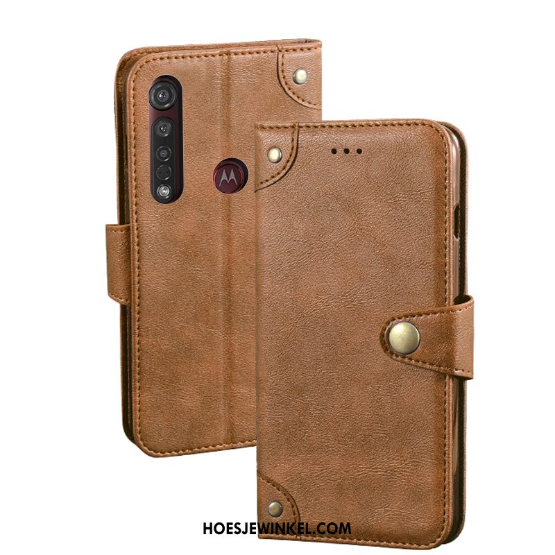 Moto G8 Plus Hoesje Folio Scheppend Vintage, Moto G8 Plus Hoesje Mobiele Telefoon Bescherming