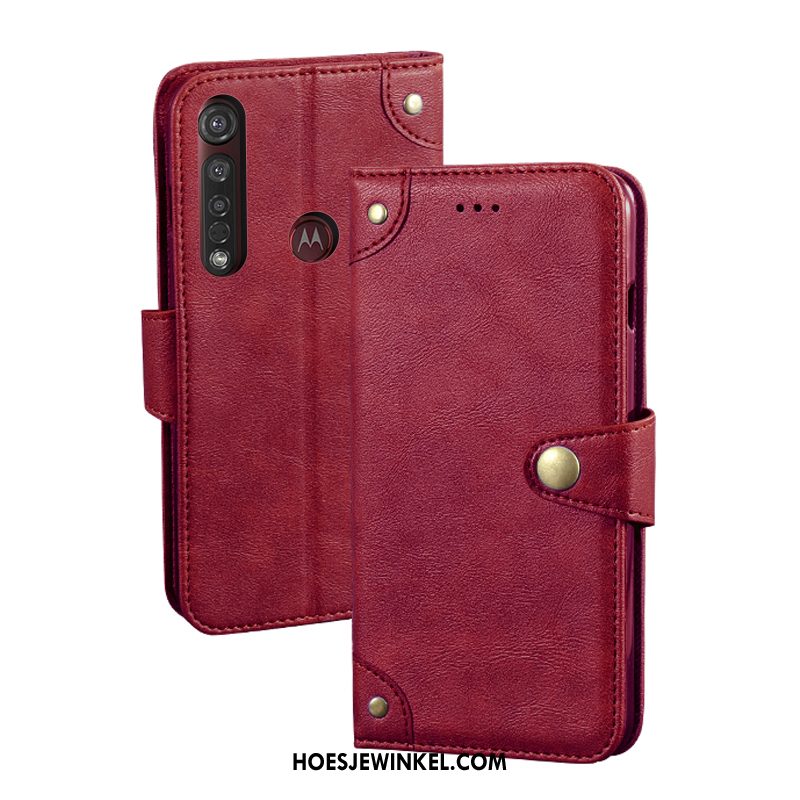 Moto G8 Plus Hoesje Folio Scheppend Vintage, Moto G8 Plus Hoesje Mobiele Telefoon Bescherming