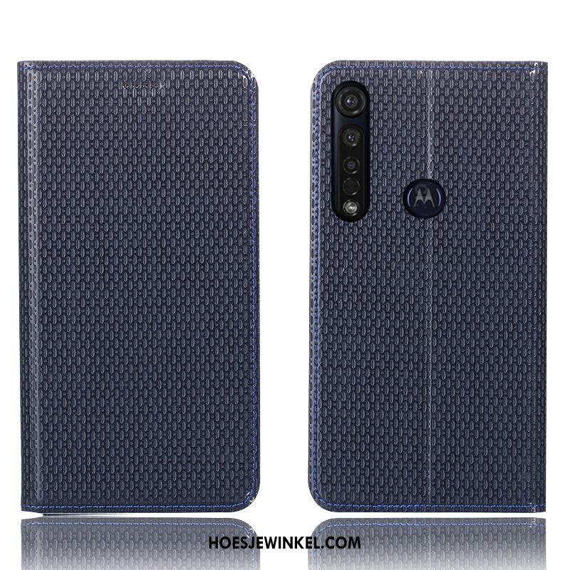Moto G8 Plus Hoesje Hoes Leren Etui Folio, Moto G8 Plus Hoesje Mobiele Telefoon Anti-fall Braun