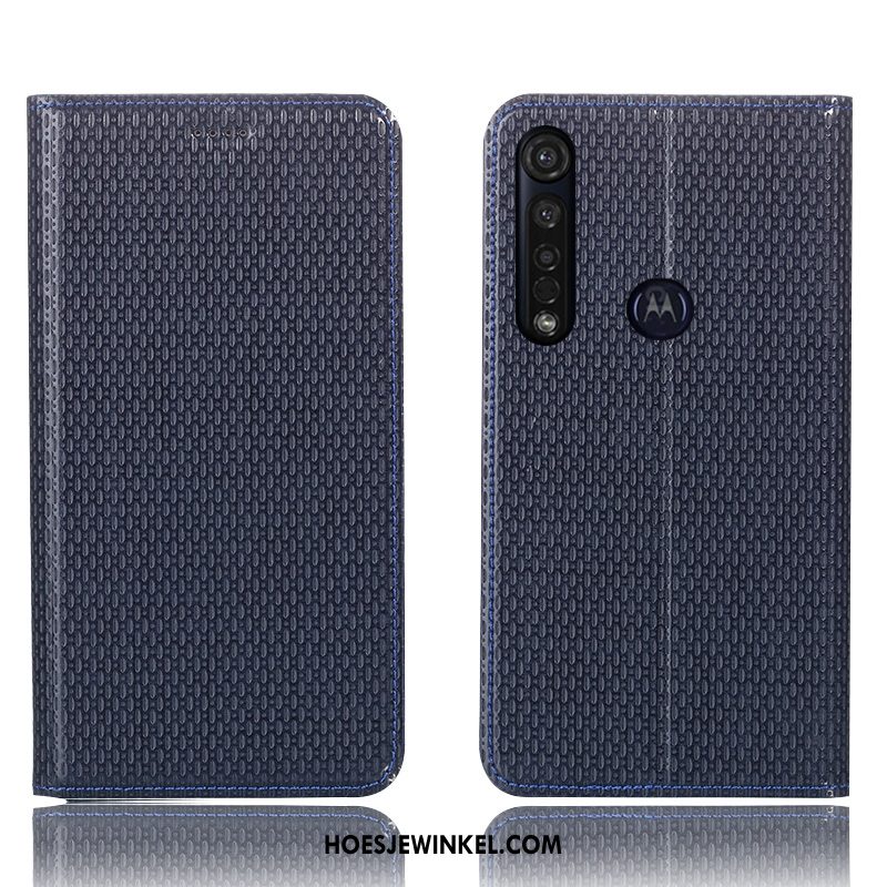 Moto G8 Plus Hoesje Hoes Leren Etui Folio, Moto G8 Plus Hoesje Mobiele Telefoon Anti-fall Braun