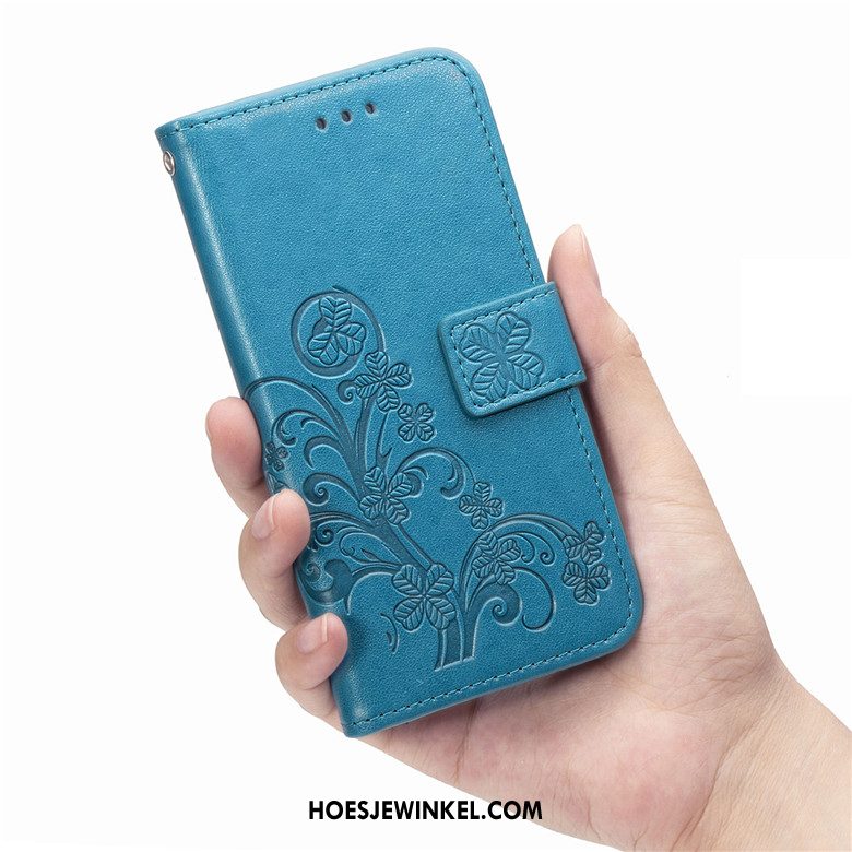 Moto G8 Plus Hoesje Leren Etui Mobiele Telefoon Bescherming, Moto G8 Plus Hoesje Folio Anti-fall Braun