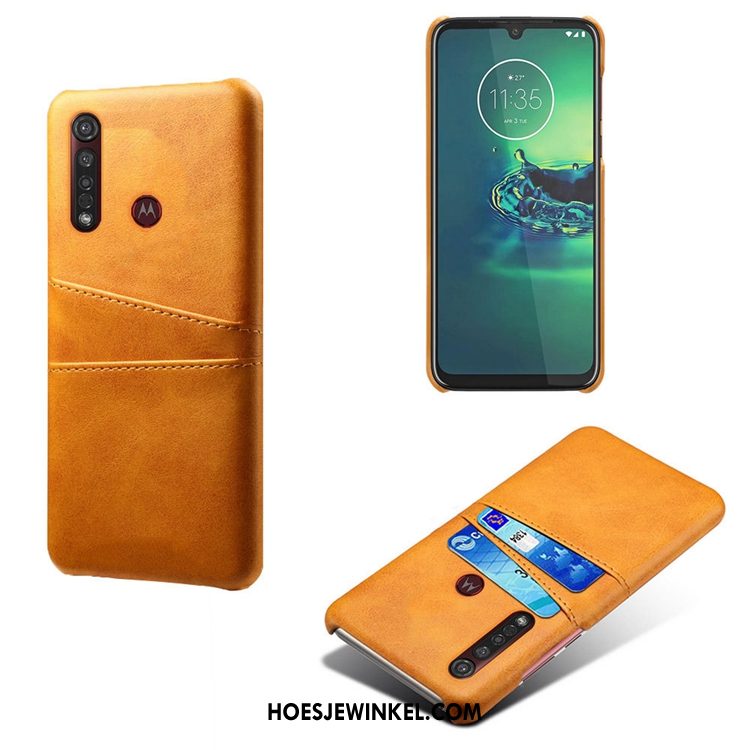 Moto G8 Plus Hoesje Tas Mini Koe, Moto G8 Plus Hoesje Geel Anti-fall