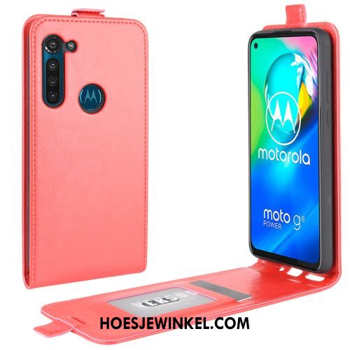 Moto G8 Power Hoesje Bedrijf Portemonnee Hoes, Moto G8 Power Hoesje Bescherming Leren Etui