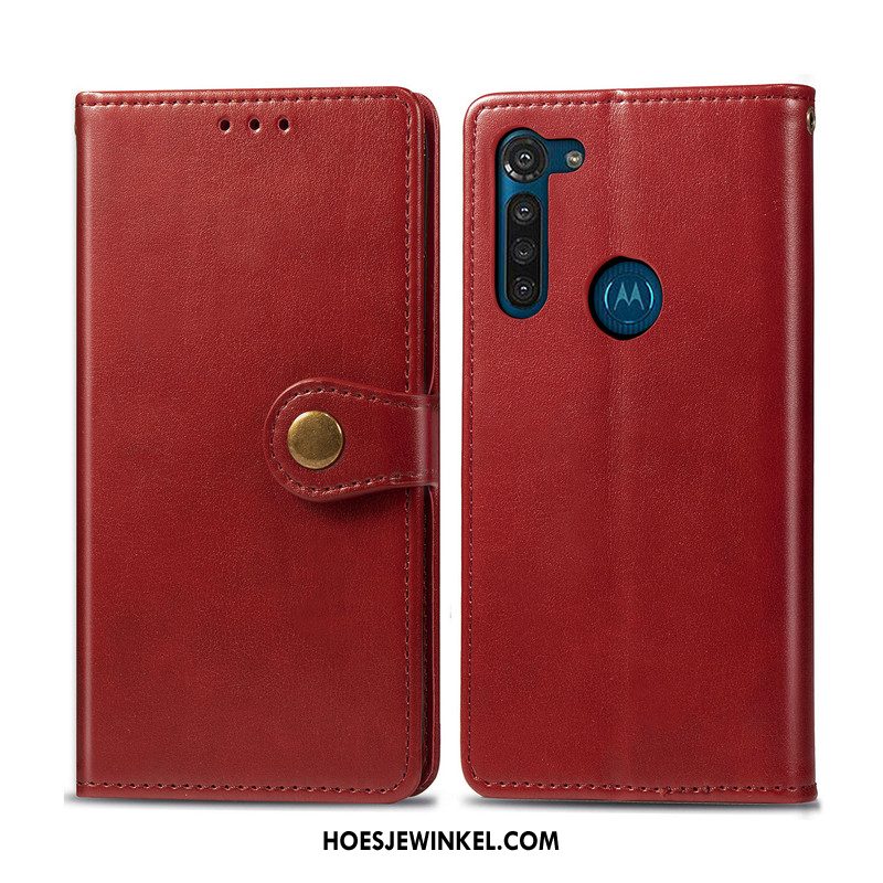 Moto G8 Power Hoesje Hoes Eenvoudige Effen Kleur, Moto G8 Power Hoesje Folio Bedrijf