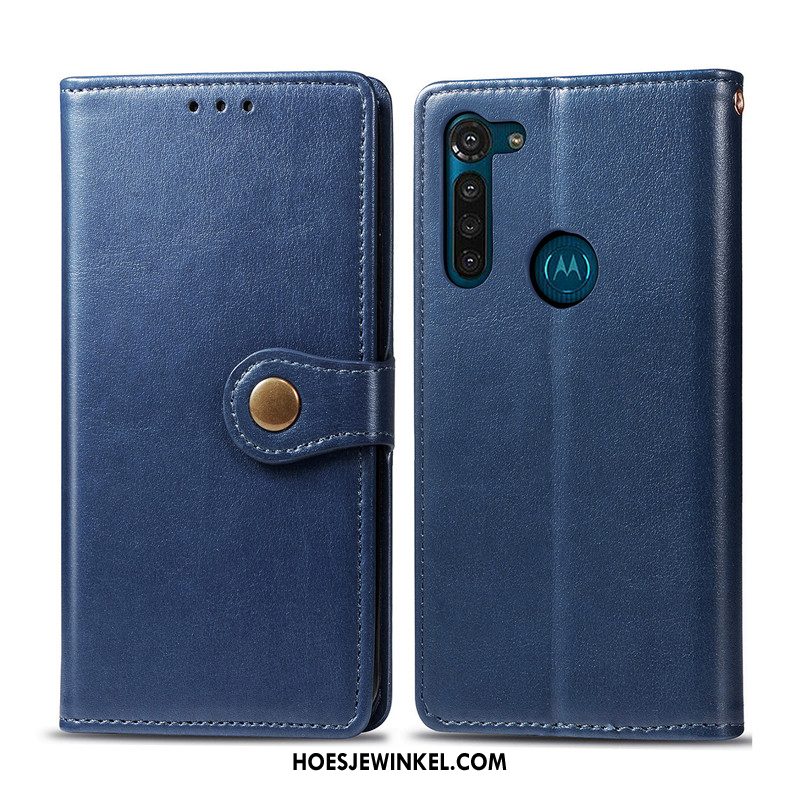 Moto G8 Power Hoesje Hoes Eenvoudige Effen Kleur, Moto G8 Power Hoesje Folio Bedrijf