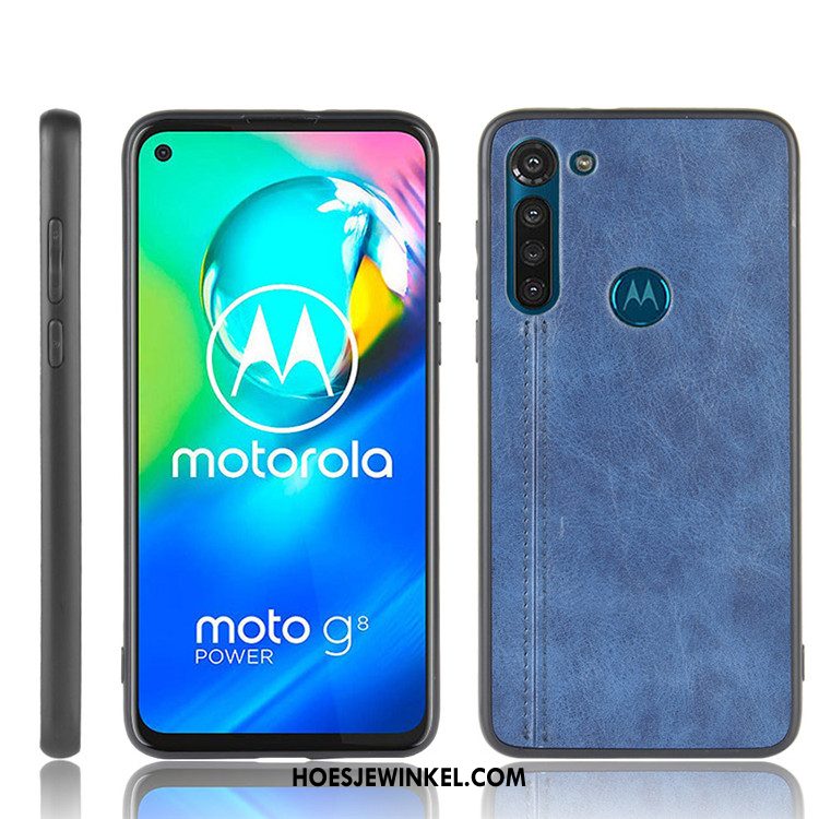 Moto G8 Power Hoesje Leer Hard Bescherming, Moto G8 Power Hoesje Zwart Mobiele Telefoon