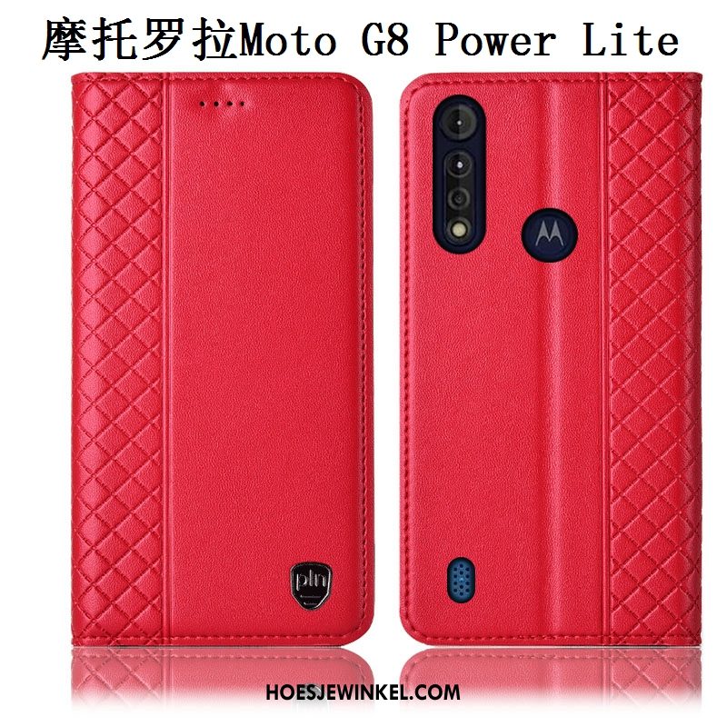 Moto G8 Power Lite Hoesje All Inclusive Hoes Bruin, Moto G8 Power Lite Hoesje Bescherming Echt Leer