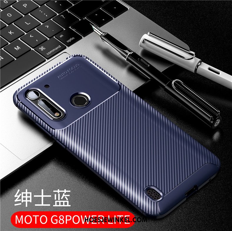 Moto G8 Power Lite Hoesje Eenvoudige Schrobben Blauw, Moto G8 Power Lite Hoesje Hoes Zacht