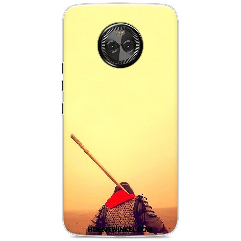 Moto X4 Hoesje Chinese Stijl Scheppend All Inclusive, Moto X4 Hoesje Bescherming Geel Beige