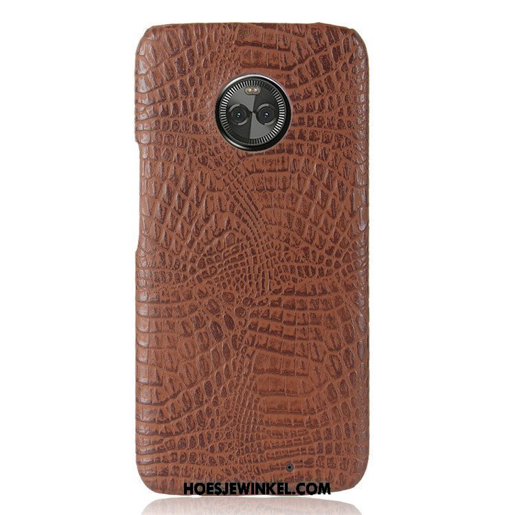 Moto X4 Hoesje Hoes Hard Krokodillenleer, Moto X4 Hoesje Rood Bescherming