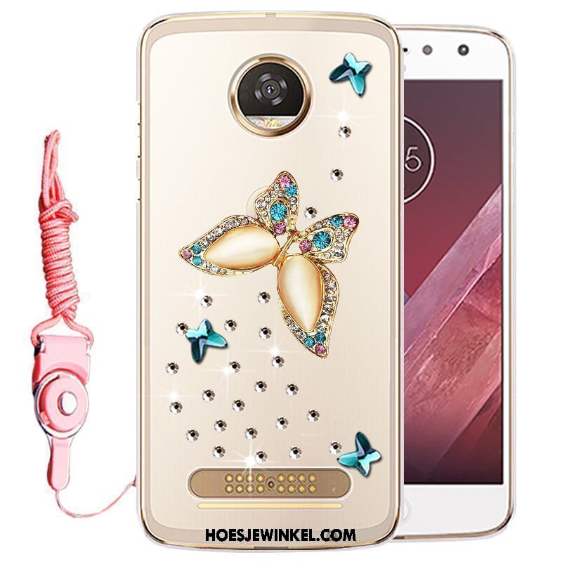 Moto Z2 Play Hoesje Bescherming Met Strass Hoes, Moto Z2 Play Hoesje Mobiele Telefoon Goud