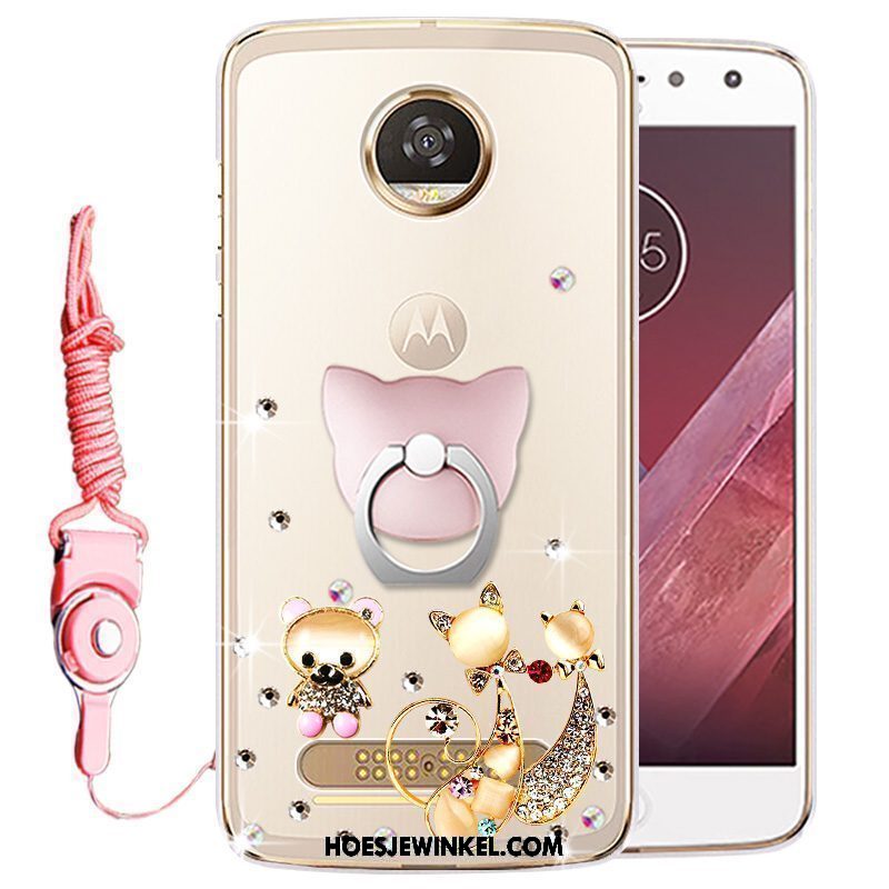 Moto Z2 Play Hoesje Bescherming Met Strass Hoes, Moto Z2 Play Hoesje Mobiele Telefoon Goud