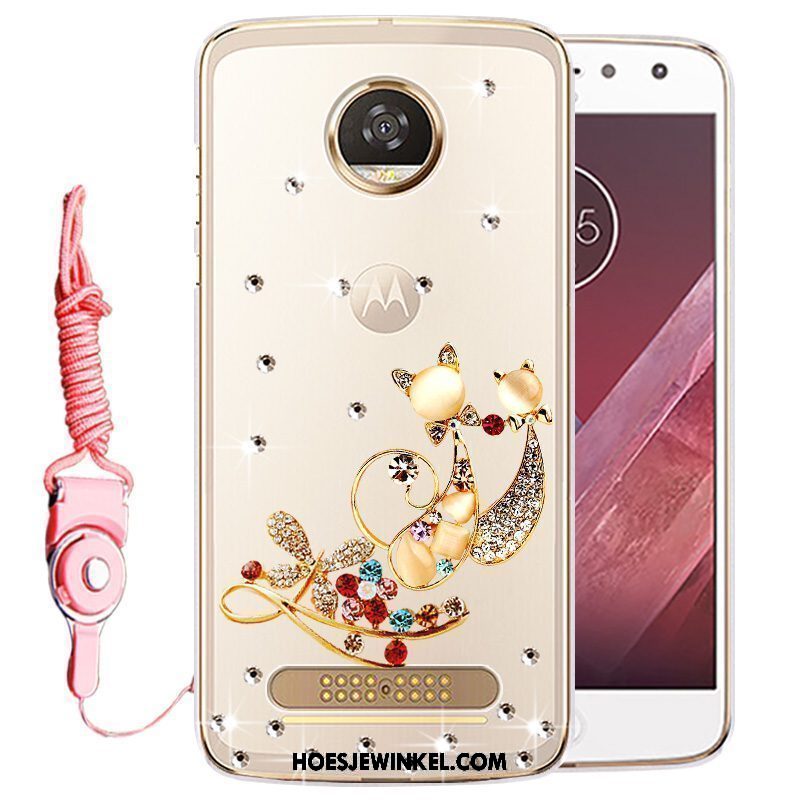 Moto Z2 Play Hoesje Bescherming Met Strass Hoes, Moto Z2 Play Hoesje Mobiele Telefoon Goud