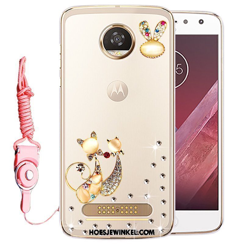 Moto Z2 Play Hoesje Bescherming Met Strass Hoes, Moto Z2 Play Hoesje Mobiele Telefoon Goud