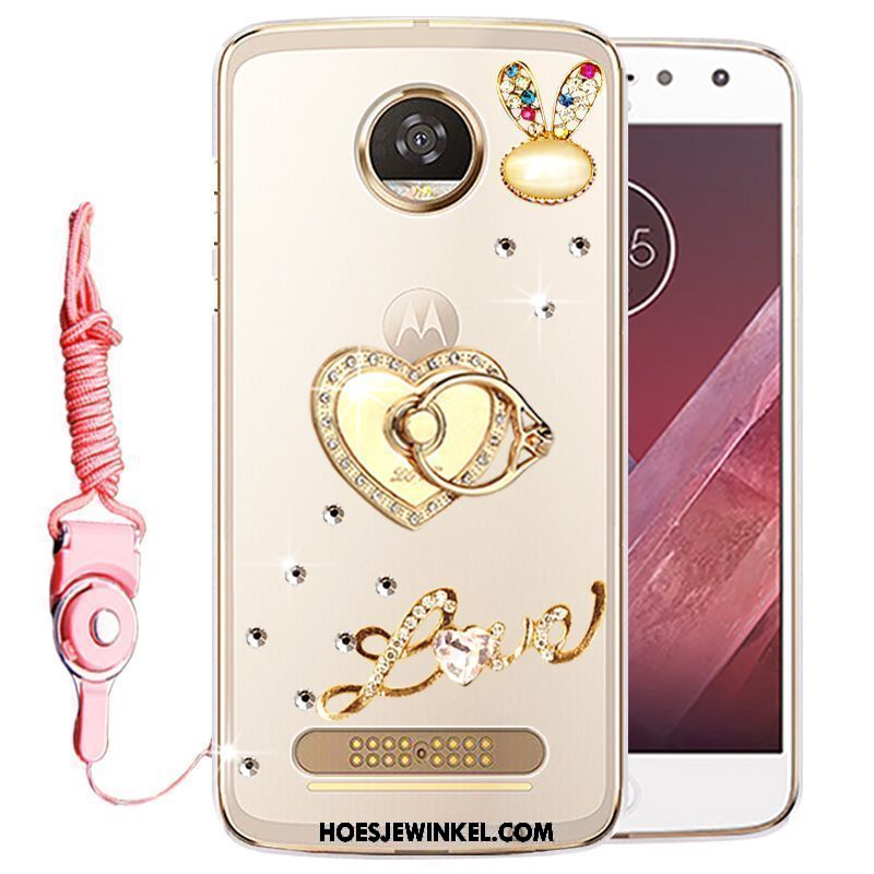 Moto Z2 Play Hoesje Bescherming Met Strass Hoes, Moto Z2 Play Hoesje Mobiele Telefoon Goud