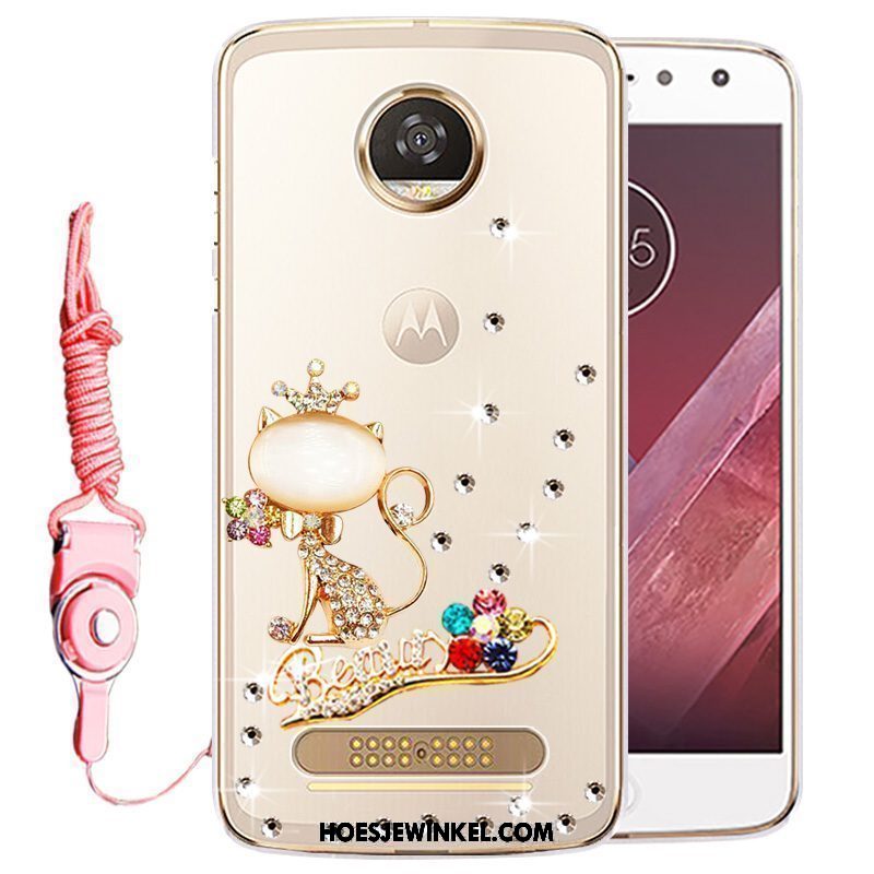 Moto Z2 Play Hoesje Bescherming Met Strass Hoes, Moto Z2 Play Hoesje Mobiele Telefoon Goud