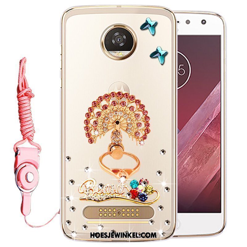 Moto Z2 Play Hoesje Bescherming Met Strass Hoes, Moto Z2 Play Hoesje Mobiele Telefoon Goud