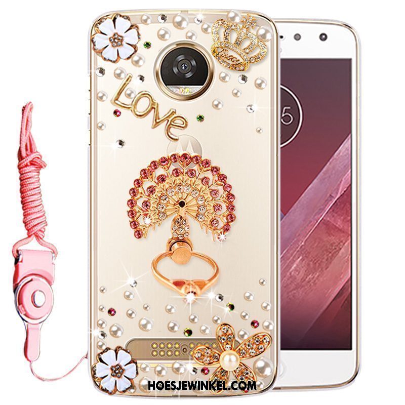 Moto Z2 Play Hoesje Bescherming Met Strass Hoes, Moto Z2 Play Hoesje Mobiele Telefoon Goud