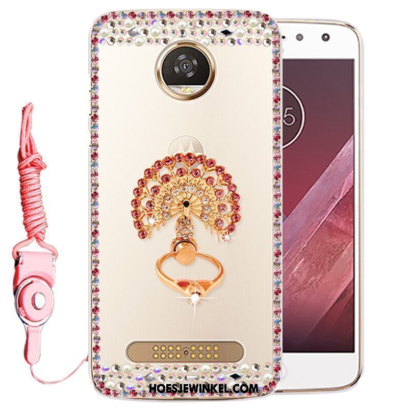 Moto Z2 Play Hoesje Bescherming Met Strass Hoes, Moto Z2 Play Hoesje Mobiele Telefoon Goud