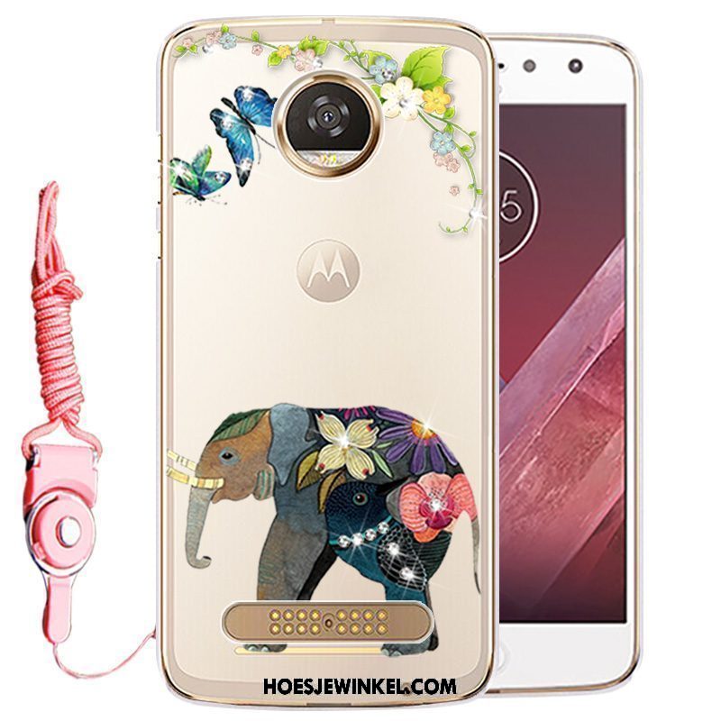 Moto Z2 Play Hoesje Bescherming Met Strass Hoes, Moto Z2 Play Hoesje Mobiele Telefoon Goud