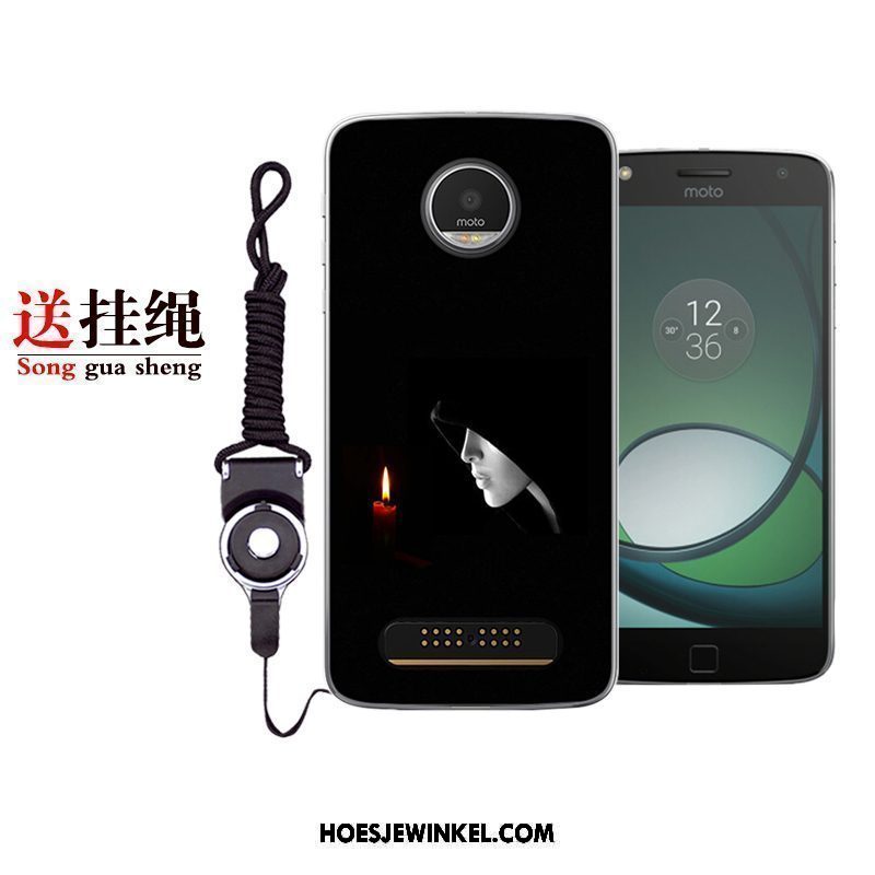 Moto Z2 Play Hoesje Zwart Kunst Mini, Moto Z2 Play Hoesje Bescherming Mobiele Telefoon