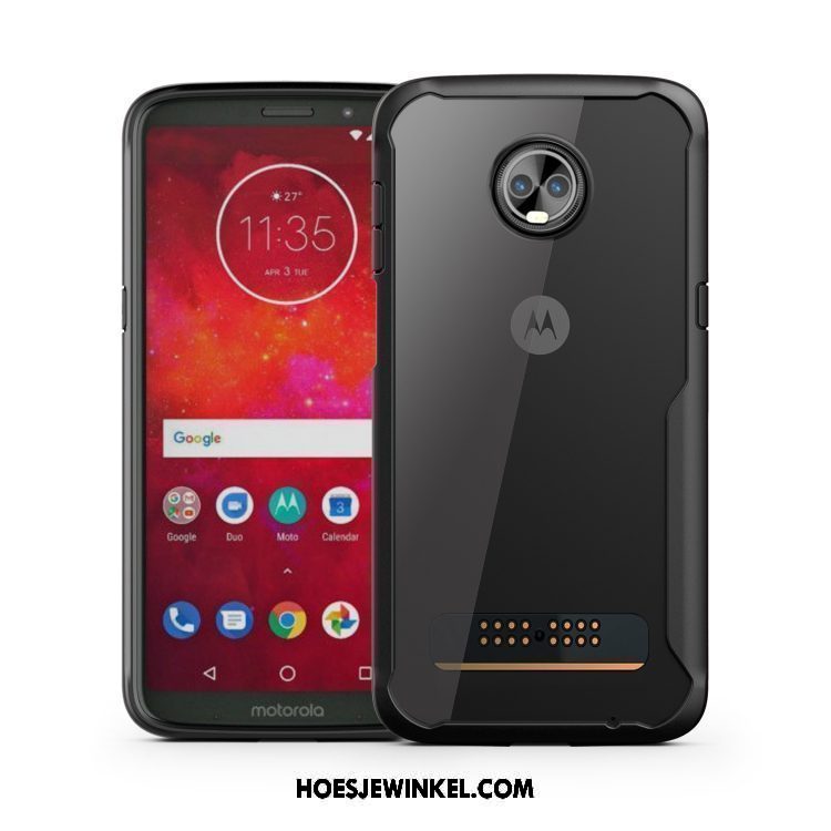 Moto Z3 Play Hoesje Bescherming All Inclusive Hoes, Moto Z3 Play Hoesje Rood Anti-fall