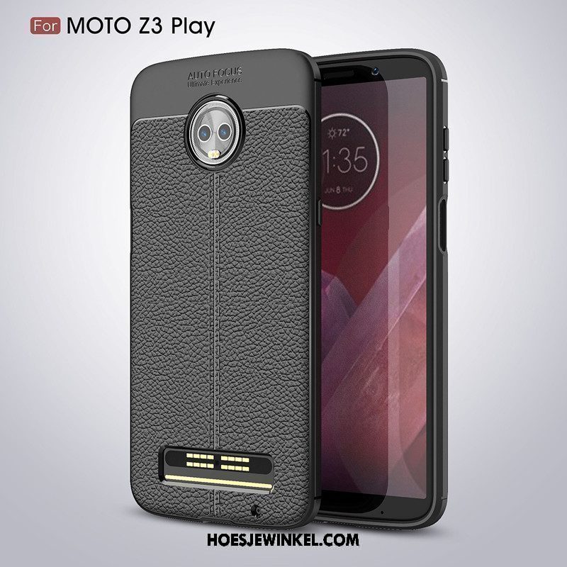 Moto Z3 Play Hoesje Hoes Eenvoudige Zacht, Moto Z3 Play Hoesje Leer Groen