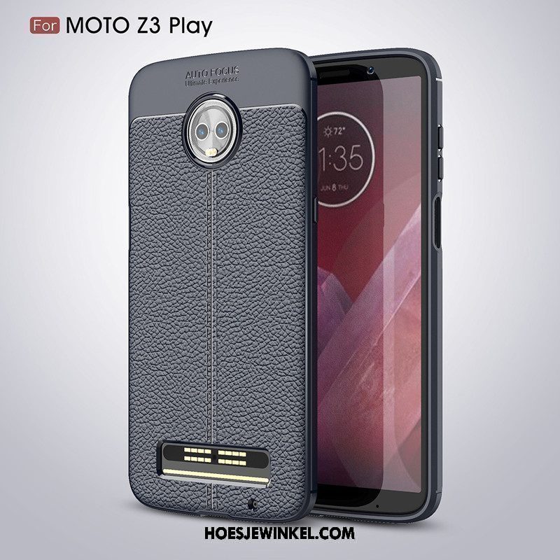 Moto Z3 Play Hoesje Hoes Eenvoudige Zacht, Moto Z3 Play Hoesje Leer Groen