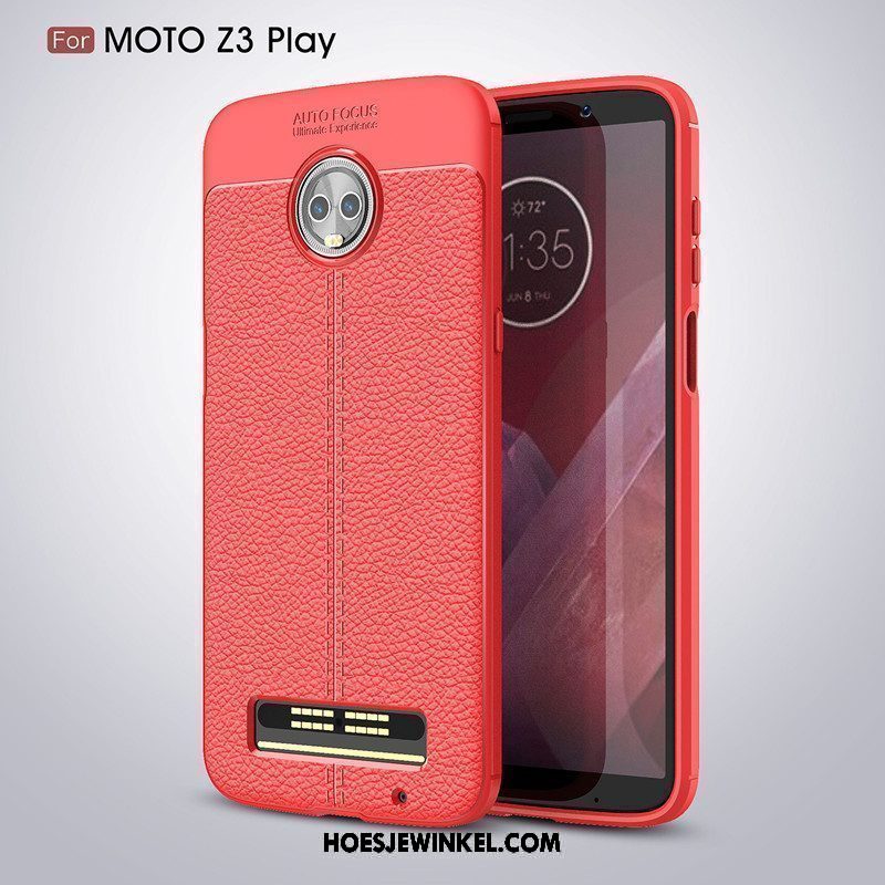 Moto Z3 Play Hoesje Hoes Eenvoudige Zacht, Moto Z3 Play Hoesje Leer Groen