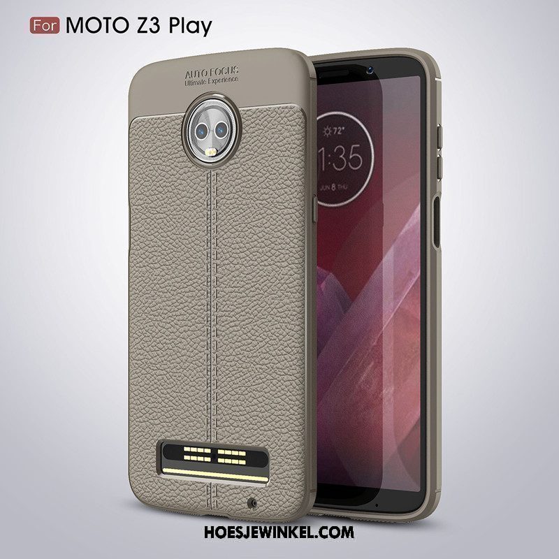 Moto Z3 Play Hoesje Hoes Eenvoudige Zacht, Moto Z3 Play Hoesje Leer Groen