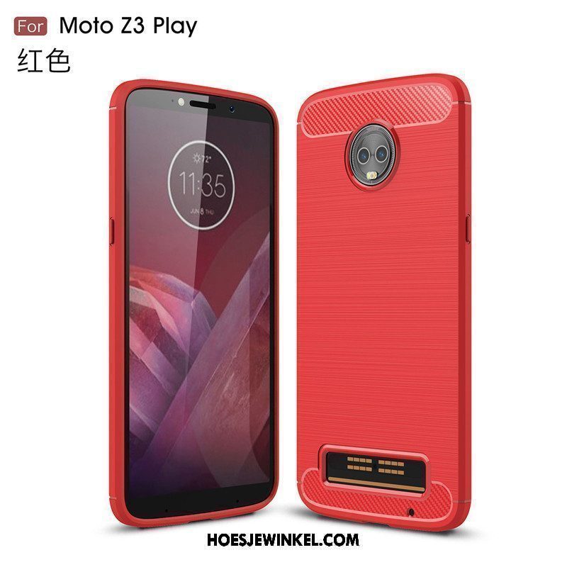 Moto Z3 Play Hoesje Hoes Eenvoudige Zacht, Moto Z3 Play Hoesje Leer Groen