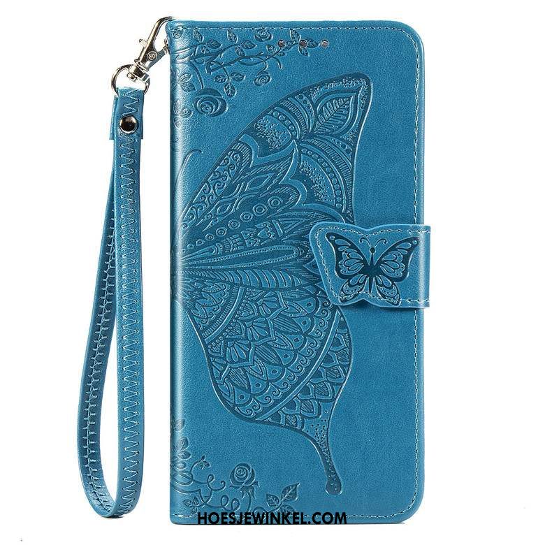 Motorola One Action Hoesje Bescherming Leren Etui Anti-fall, Motorola One Action Hoesje Mobiele Telefoon Blauw