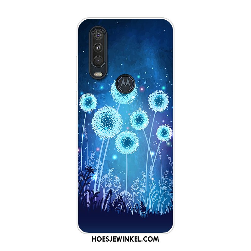 Motorola One Action Hoesje Blauw Mobiele Telefoon Scheppend, Motorola One Action Hoesje Siliconen All Inclusive