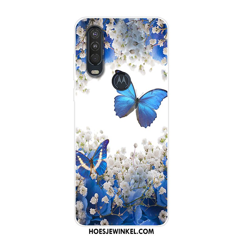 Motorola One Action Hoesje Blauw Mobiele Telefoon Scheppend, Motorola One Action Hoesje Siliconen All Inclusive