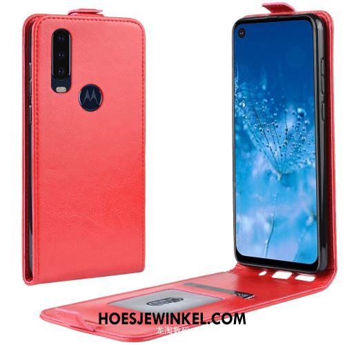 Motorola One Action Hoesje Eenvoudige Bedrijf Hoes, Motorola One Action Hoesje Folio Mobiele Telefoon Braun