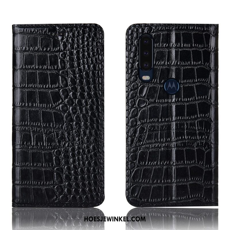 Motorola One Action Hoesje Krokodil Anti-fall Folio, Motorola One Action Hoesje Hoes Mobiele Telefoon